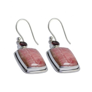 Pendientes de gota de Rodocrosita de Plata de Ley 925 sólida hechos a mano Vintage Multi Gemstone joyería de plata de moda para mujer para fiestas - Product Image 1