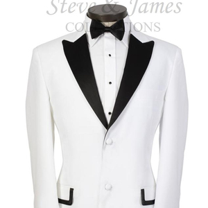 Costume OEM Steve James – Smoking en Laine/Soie Infroissable et Respirant, Simple Boutonnage, Braguette Boutonnée, Plis Frontaux, Col Cranté, Long - Product Image 1