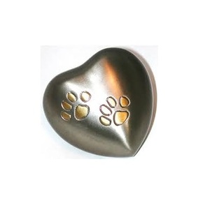Urne funéraire personnalisée en laiton en forme de cœur argenté avec empreinte de patte en or Urne à cendres en bronze massif pour adultes et bon marché - Product Image 3