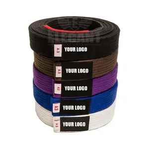 Low MoQ Customized rand Logos Brazilian jujitsu kimonos high quality bjj belt in purple color Women Sports Gear