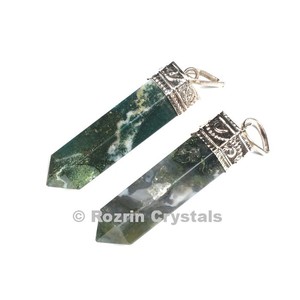 Colgante de Ágata Musgosa en Forma de Lápiz, Precio al por Mayor - Product Image 1