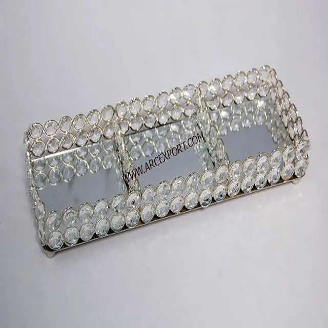 Bandeja rectangular de cristal para decoración de boda