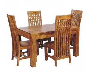 Massief Houten Meubelen Vlakte Eettafel Set/Eetkamer Set/Eettafel Sets Met 4 Stoelen