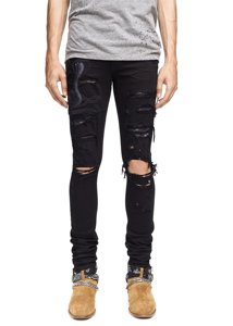 Jeans DiZNEW OEM noirs sans nom de marque denim <span class=keywords><strong>skinny</strong></span> pour hommes vente en gros - Product Image 3