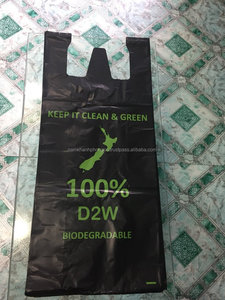 D2W/EPI Biodegradable Stand-Up T-Shirt Bag 100% Plásticos vírgenes Tamaño personalizable para basura Precio barato - Product Image 2