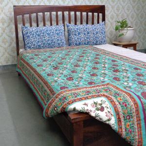 Newest Trending <b>Indian</b> Manufacturer Flower Blossom Red Jade Handmade Block Printed Organic Cotton Eco-Friendly Twin Size <b>Quilt</b> - Product Image 4