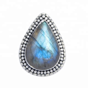 Anillo personalizado de Plata de Ley 925, diseños de piedra grande Eternity Vermeil para mujeres, anillos de labradorita Natural para hombres, ocasión de boda - Product Image 2