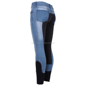 Pantalones vaqueros de montar a caballo de alta calidad Shemax 2023 personalizados al por mayor con asiento completo azul medio - Product Image 2