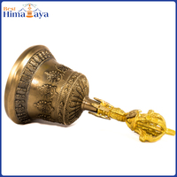 Meilleur ensemble cloche et bajra tibétains en bronze de l'Himalaya, objets religieux sculptés et gravés pour la Puja