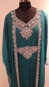 Abaya musulmane, vêtements islamiques pour femmes, perles à la main, broderie lourde, kaftan Dubaï, abaya, travail manuel - Product Image 3