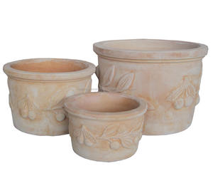 Maceta Redonda de Terracota Natural con Diseño Floral, Origen Vietnam, Maceta Ecológica con Orificio de Drenaje, Éxito de Ventas - Product Image 1