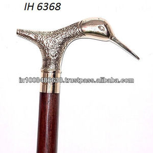 Bâton de marche en bois fait à la main avec poignée en laiton pour oiseau/canne de marche en bois avec poignée en métal en laiton pour oiseau et animal - Product Image 2