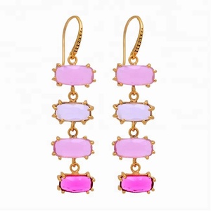925 <b>Sterling</b> <b>Silver</b> Handmade Gemstone Earrings Rose Chalcedony Tourmaline Quartz Rhodium Gold Classic Party Women's Gift - Product Image 1