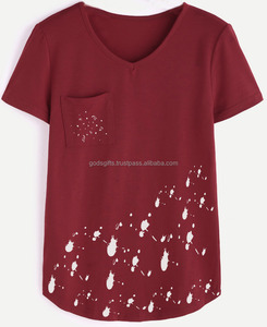 T-shirt décontracté d'hiver pour homme en coton de bambou sur mesure, col en V, Inde Tirupur, grande taille, design doux, 95% coton, 5% broderie, bouton - Product Image 3