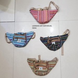 กระเป๋าคาดเอวผ้าฝ้ายป่านสีสันสดใสสไตล์ฮิปปี้สำหรับเดินทางขายส่งจากอินเดีย - Product Image 4