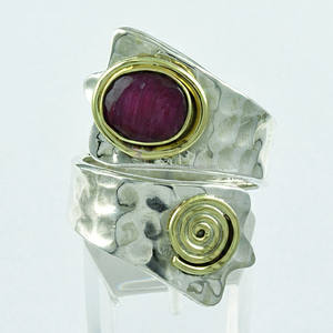 Bague en argent sterling 925 faite à la main Pierre de rubis bicolore Beau design Pierre précieuse pour la fête de mariage Anniversaire-Grossiste Inde - Product Image 1