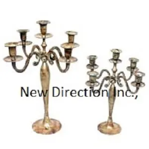 Soporte de vela de candelabro de diseño de Metal de aluminio con acabado antiguo de latón para accesorios de decoración para fiesta de boda - Product Image 1