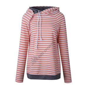 Women's Casual Winter Sweatshirt Striped Pullover Hoodie Long Warm Sleeves Pockets Double Hooded Plus Size Washed Embroidered - Product Image 1