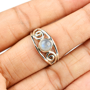 Anillos de plata de ley 925 con forma redonda de arcoíris, piedra lunar blanca, joyería de plata de ley 925, joyería de plata 925 al por mayor - Product Image 4
