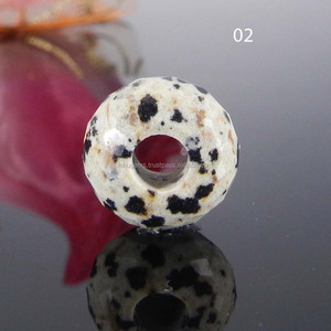 Nueva colección de cuentas de piedra de jaspe dálmata genuina 5,5x8x14mm gran agujero redondo facetado para la fabricación de joyas - Product Image 3