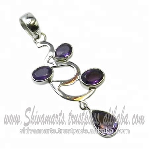 Pendentif en argent sterling massif 925 avec améthyste et pierres précieuses Pas cher Vente en gros Bijoux fins en argent Pendentifs et breloques Fabricant - Product Image 2