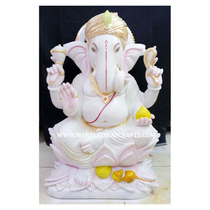 หัตถกรรมหินอ่อนสีขาวพระพิฆเนศรูปปั้นลอร์ด - Product Image 1