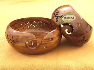 INAM HANDICRAFTS Best Quality Sheesham Wood Handmade <b>Wooden</b> Yarn Storage <b>Bowl</b> / Crochet Accessories - Product Image 4