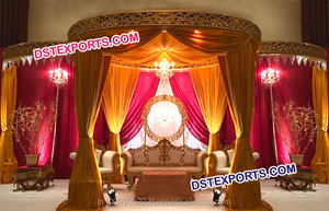 Mandap de mariage au design unique, mandap en fibre dorée, mandap décoratif pour mariage indien, décoration d'événements en Caroline du Sud - Product Image 3