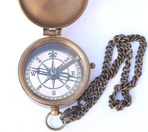 Nautical Engraved <b>Brass</b> Compass Go Confidently Quote Engraved Compass With Stamped Leather Case, Camping Compass - Product Image 3