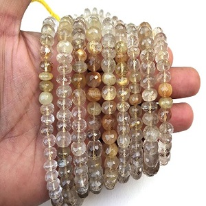 Natural 10 Inch Long Golden Rutile Gemstone Rondelle Faceted Semiprecious <b>Stones</b> <b>Beads</b> for Jewelry Making - Product Image 3