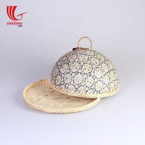 Tienda de paraguas protectora de cubierta de comida tejida redonda de bambú ecológica para alimentos - Product Image 5