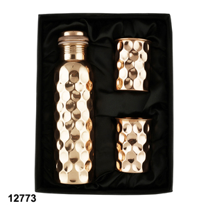 Diamond Hammered Water <b>Glass</b> and Bottle Set - Product Image 1