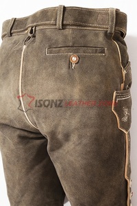 Shorts en cuir suédé marron, Lederhosen, brodés, traditionnels bavarois, allemands, autrichiens, Trachten - Product Image 2