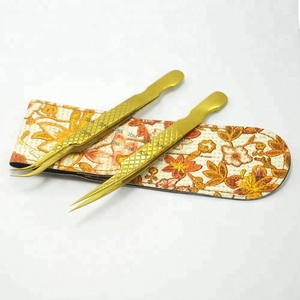 Pinzas de pestañas de agarre de diamante tipo S de 2 puntas de calidad profesional, paquete de cejas de aislamiento de cejas curvadas recubiertas de Plasma dorado 2 - Product Image 6