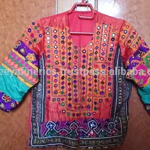 Vintage hindistan işlemeli Banjara Boho etnik hippi ceket