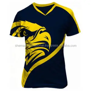 Shemax fútbol azul y amarillo sublimado Jersey