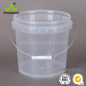 Cubo de plástico transparente para almacenamiento de encurtidos impreso por transferencia de calor con logotipo personalizado, asas de plástico metálico PP de grado alimenticio, almacenamiento de alimentos con pintura de 4L - Product Image 1