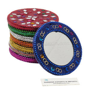 High Quality Antique Custom Mini Compact Vintage <b>Mirror</b> Traditional <b>Vanity</b> <b>Mirror</b> With Different Designs From India - Product Image 5