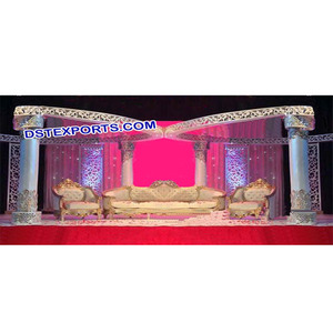 Boda de oro tallado escenario de fibra de pilares dorados escenario para boda Boda escenario Decoración - Product Image 1