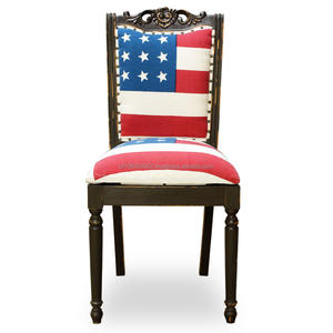 Sillas de comedor de altura ajustable de madera maciza de aspecto antiguo, tela impresa, diseño de interiores indonesio económico, marca Ardena - Product Image 2