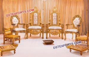 Beau mariage en bois sculpté Mandap chaises ensemble haute demande élégant mariage en bois Mandap chaises décorations Australie événements - Product Image 4