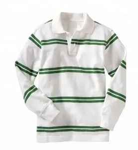 고품질 캐주얼 착용 남자 폴로 칼라 t 셔츠 사용자 정의 디자인 패턴 개인 라벨 남성용 스트라이프 긴 소매 폴로 티셔츠