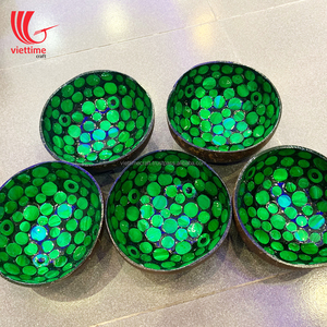 Cuenco de cáscara de coco ecológico, comida fresca, Perla madre incrustada, venta al por mayor - Product Image 3