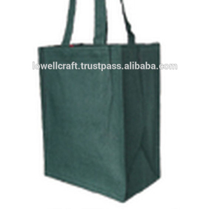 JUTE Geometric Pattern Shopping <b>Bag</b> <b>Medium</b> <b>Size</b> with Inner Hanging Pocket Green Color Top Handle Design for Groceries - Product Image 2