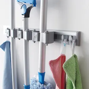 Crochet mural, outil de nettoyage adhésif, vis en aluminium, robuste, outil de balayage, cintre de balai et de vadrouille, support de rangement, support organisateur - Product Image 3