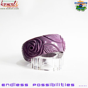 Vintage <b>Inspired</b> Wholesale Flower Carved Bakelite Bangle <b>Bracelet</b> Jewellery - Product Image 5