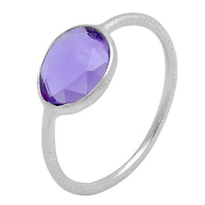 Anillo de piedras preciosas de amatista, anillo de Plata de Ley 925 con ajuste de bisel Chapado en plata, anillo de moda para regalo de boda, aniversario - Product Image 1