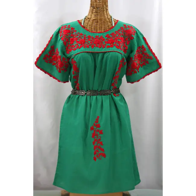 Split-sleeve Embroidered Mini Dress Summer Dresses Clothes For Ladies Tunic Mexican Embroidery dresses