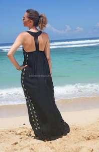 Venta al por mayor del OEM servicio ajustable correas de hombro bordado Floral Fondo Boho volante a menos Sexy de fiesta de playa Maxi vestido - Product Image 6