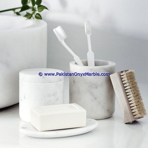ชุดกล่องถาดวางสบู่หินอ่อนสีขาวอุปกรณ์ห้องน้ำระดับพรีเมี่ยมจากผู้ผลิตขายส่ง - Product Image 3